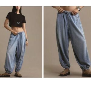 Pilcro Beachy Cargo High-Rise Parachute Pants Jeans Size Medium